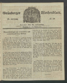 Gr&uuml;nberger Wochenblatt, No. 30. (14. April 1862)