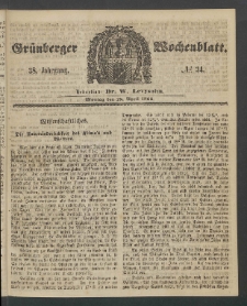 Gr&uuml;nberger Wochenblatt, No. 34. (28. April 1862)