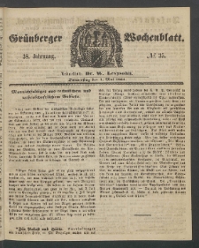 Gr&uuml;nberger Wochenblatt, No. 35. (1. Mai 1862)