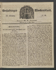 Gr&uuml;nberger Wochenblatt, No. 36. (5. Mai 1862)