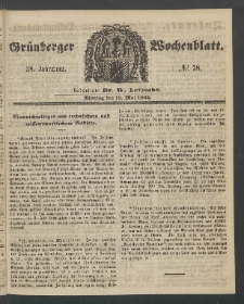 Gr&uuml;nberger Wochenblatt, No. 38. (12. Mai 1862)