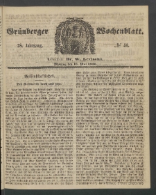 Gr&uuml;nberger Wochenblatt, No. 40. (19. Mai 1862)