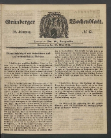 Gr&uuml;nberger Wochenblatt, No. 43. (29. Mai 1862)
