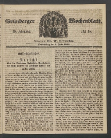 Gr&uuml;nberger Wochenblatt, No. 45. (5. Juni 1862)