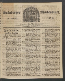 Gr&uuml;nberger Wochenblatt, No. 48. (16. Juni 1862)