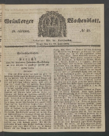Gr&uuml;nberger Wochenblatt, No. 49. (19. Juni 1862)