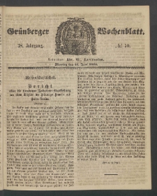 Gr&uuml;nberger Wochenblatt, No. 50. (23. Juni 1862)