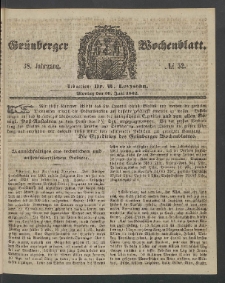 Gr&uuml;nberger Wochenblatt, No. 52. (30. Juni 1862)