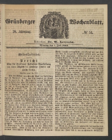 Gr&uuml;nberger Wochenblatt, No. 54. (7. Juli 1862)