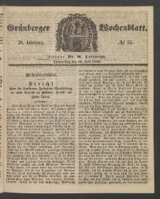 Gr&uuml;nberger Wochenblatt, No. 55. (10. Juli 1862)
