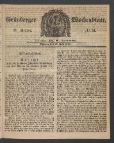 Gr&uuml;nberger Wochenblatt, No. 56. (14. Juli 1862)