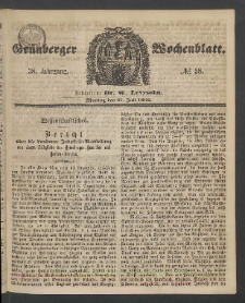 Gr&uuml;nberger Wochenblatt, No. 58. (21. Juli 1862)