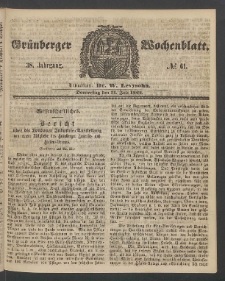 Gr&uuml;nberger Wochenblatt, No. 61. (31. Juli 1862)