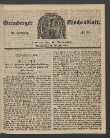 Gr&uuml;nberger Wochenblatt, No. 64. (11. August 1862)