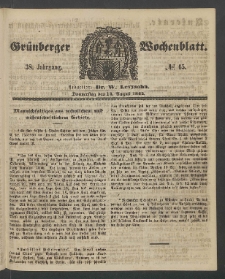 Gr&uuml;nberger Wochenblatt, No. 65. (14. August 1862)