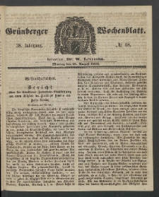 Gr&uuml;nberger Wochenblatt, No. 68. (25. August 1862)