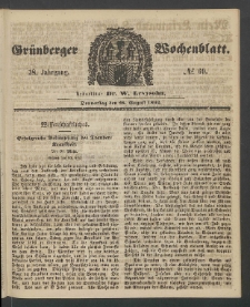 Gr&uuml;nberger Wochenblatt, No. 69. (28. August 1862)