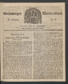 Grünberger Wochenblatt, No. 70. (1. September 1862)