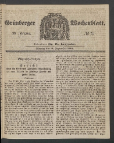 Gr&uuml;nberger Wochenblatt, No. 74. (15. September 1862)