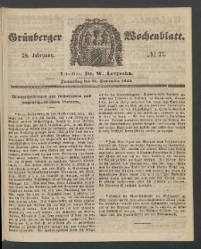 Gr&uuml;nberger Wochenblatt, No. 77. (25. September 1862)