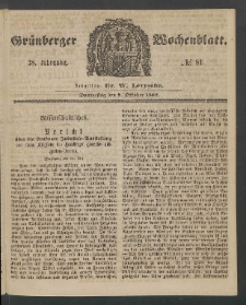 Gr&uuml;nberger Wochenblatt, No. 81. (9. Oktober 1862)