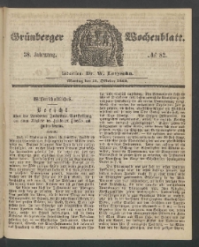 Gr&uuml;nberger Wochenblatt, No. 82. (13. Oktober 1862)