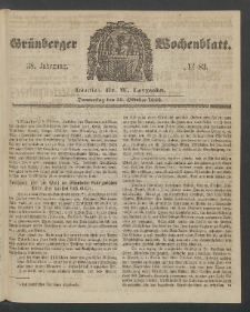 Gr&uuml;nberger Wochenblatt, No. 83. (16. Oktober 1862)
