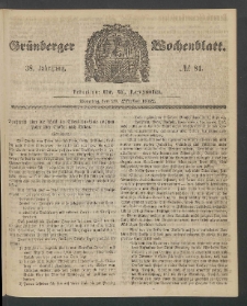 Gr&uuml;nberger Wochenblatt, No. 84. (20. Oktober 1862)