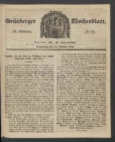 Grünberger Wochenblatt, No. 85. (23. Oktober 1862)