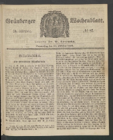 Gr&uuml;nberger Wochenblatt, No. 87. (30. Oktober 1862)