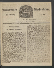 Gr&uuml;nberger Wochenblatt, No. 88. (3. November 1862)