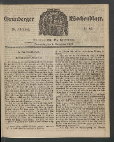Gr&uuml;nberger Wochenblatt, No. 89. (6. November 1862)
