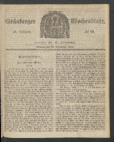 Gr&uuml;nberger Wochenblatt, No. 90. (10. November 1862)