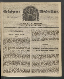 Gr&uuml;nberger Wochenblatt, No. 92. (17. November 1862)