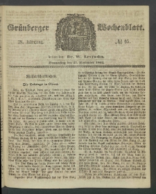 Gr&uuml;nberger Wochenblatt, No. 95. (27. November 1862)