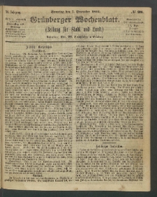 Gr&uuml;nberger Wochenblatt: Zeitung f&uuml;r Stadt und Land, No. 98. (7. December 1862)