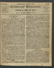 Grünberger Wochenblatt: Zeitung für Stadt und Land, No. 98. (7. December 1862)