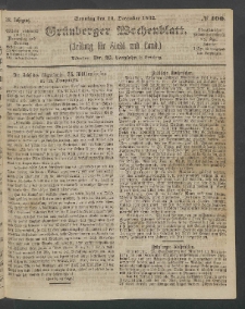 Gr&uuml;nberger Wochenblatt: Zeitung f&uuml;r Stadt und Land, No. 100. (14. December 1862)