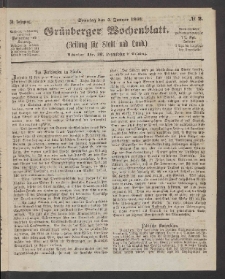 Grünberger Wochenblatt: Zeitung für Stadt und Land, No. 2. (4. Januar 1863)