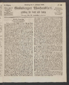 Grünberger Wochenblatt: Zeitung für Stadt und Land, No. 10. (1. Februar 1863)