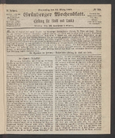 Grünberger Wochenblatt: Zeitung für Stadt und Land, No. 25. (26. März 1863)