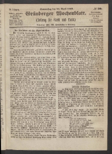 Grünberger Wochenblatt: Zeitung für Stadt und Land, No. 30. (16. April 1863)