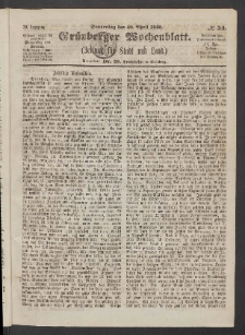 Grünberger Wochenblatt: Zeitung für Stadt und Land, No. 34. (30. April 1863)