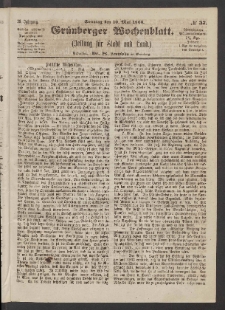 Grünberger Wochenblatt: Zeitung für Stadt und Land, No. 37. (10. Mai 1863)