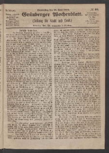 Grünberger Wochenblatt: Zeitung für Stadt und Land, No. 48. (18. Juni 1863)