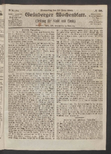 Grünberger Wochenblatt: Zeitung für Stadt und Land, No. 50. (25. Juni 1863)