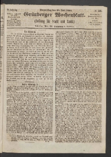 Gr&uuml;nberger Wochenblatt: Zeitung f&uuml;r Stadt und Land, No. 56. (16. Juli 1863)