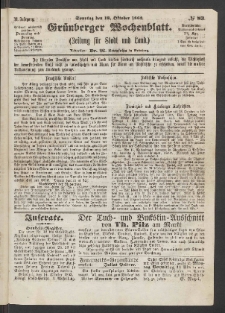 Grünberger Wochenblatt: Zeitung für Stadt und Land, No. 83. (18. Oktober 1863)