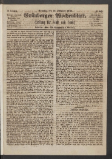 Grünberger Wochenblatt: Zeitung für Stadt und Land, No. 85. (25. Oktober 1863)