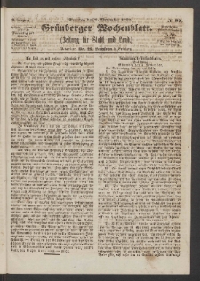 Grünberger Wochenblatt: Zeitung für Stadt und Land, No. 89. (8. November 1863)